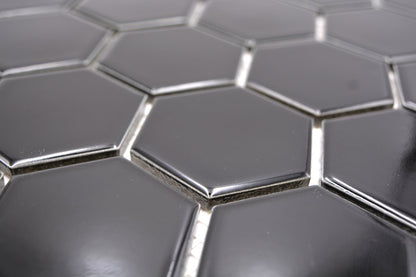 Hexagon Gloss Black Mosaic Tile (Copy) HUH HX 090