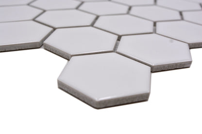 Hexagon Gloss White Mosaic Tile HUH HX 080