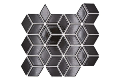 Diamond Hexagon Black Gloss Mosaic Tile TilesDecor