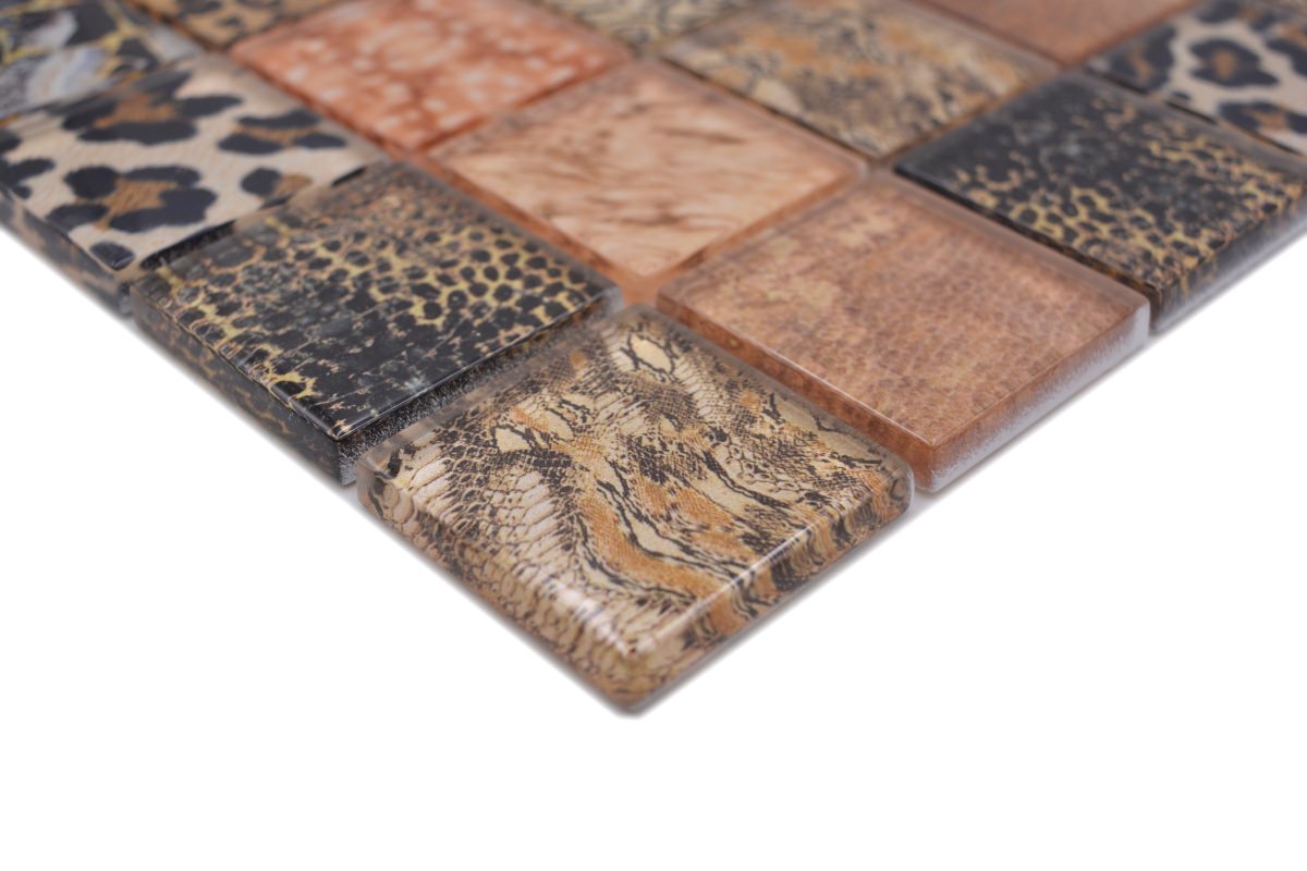 Leopard Brown Gloss Mosaic Tile TilesDecor