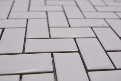 White Herringbone Gloss Mosaic Tile HUH CHB 5WG