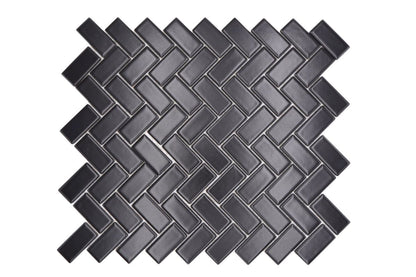 Black Herringbone Matt Mosaic Tile (Copy) HUH CHB 06BM