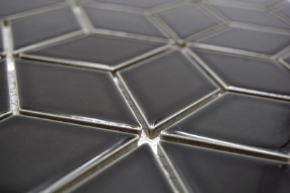 Diamond Hexagon Black Gloss Mosaic Tile TilesDecor