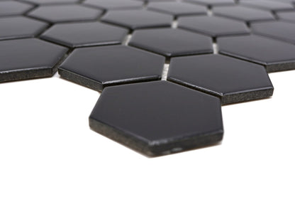 Hexagon Matt Black Mosaic Tile HUH HX 095