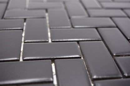 Black Herringbone Matt Mosaic Tile (Copy) HUH CHB 06BM
