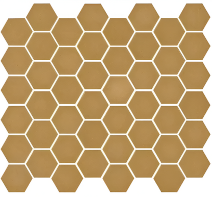Gold Matt Hexagon Mosaic Tile https://lovemosaic.co.uk/product/emotion-yellow-matt-hexagon-mosaic-tile/