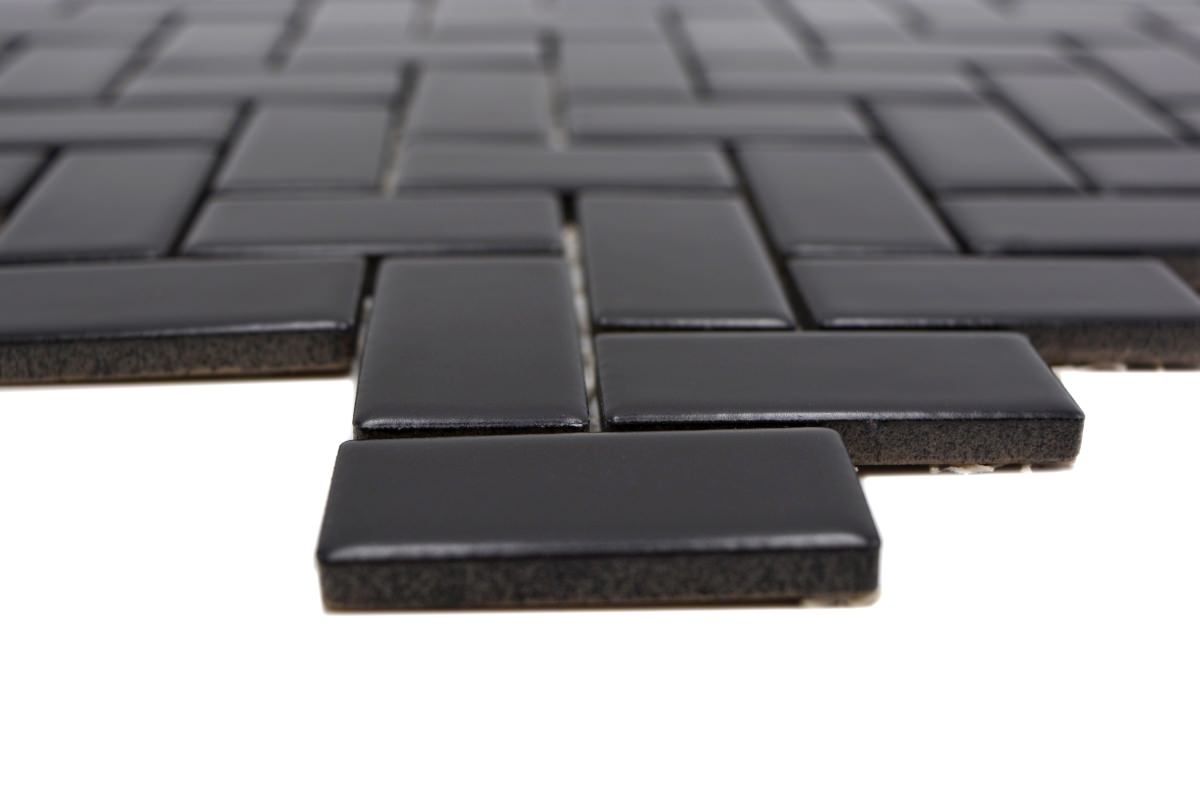 Black Herringbone Matt Mosaic Tile (Copy) HUH CHB 06BM