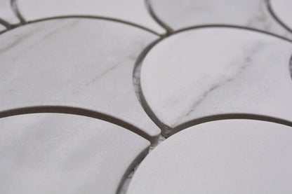 Carrara White Scallop Mosaic Tile TilesDecor