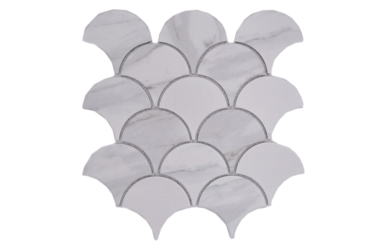 Carrara White Scallop Mosaic Tile TilesDecor