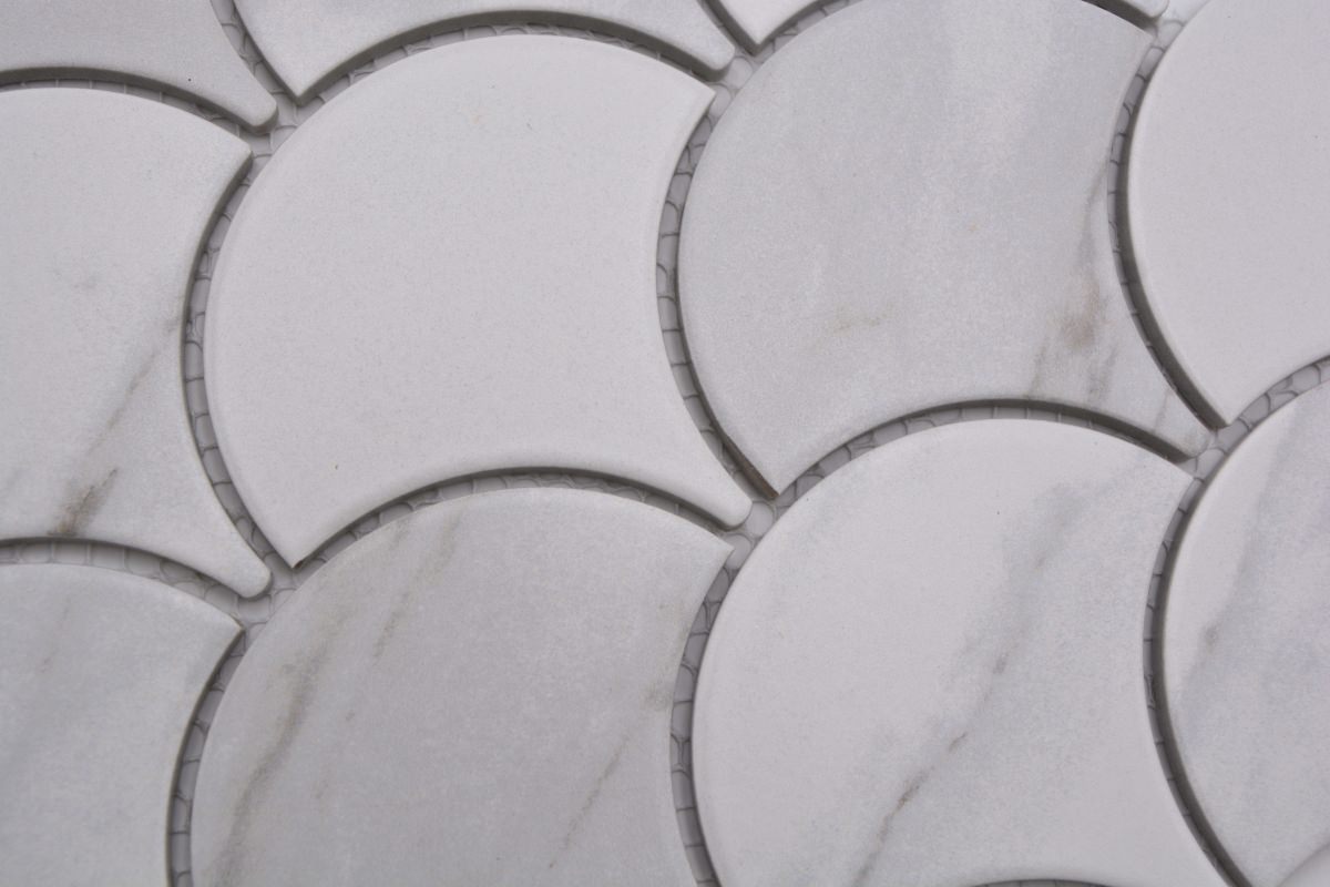 Carrara White Scallop Mosaic Tile TilesDecor