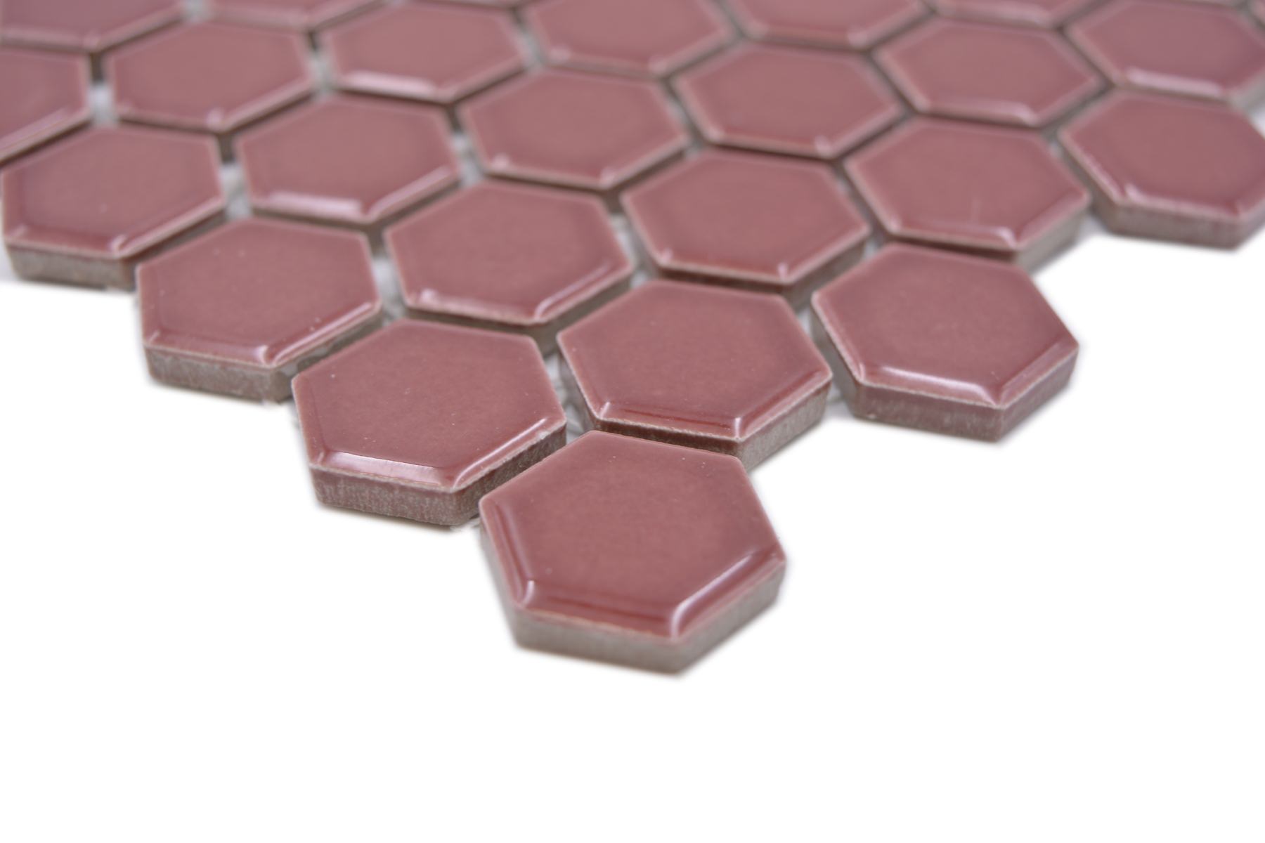 Red Burgundy Hexagon Mosaic Tile TilesDecor