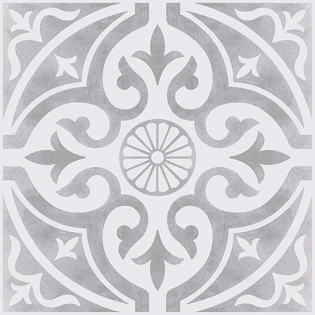 Kingsbridge Silver Patterned Wall and Floor Tiles - 330 x 330mm https://www.tiles-direct.com/wall-tiles-c26/laura-ashley-tiles-c1288/devonstone-black-feature-33cm-x-33cm-floor-tile-p2289