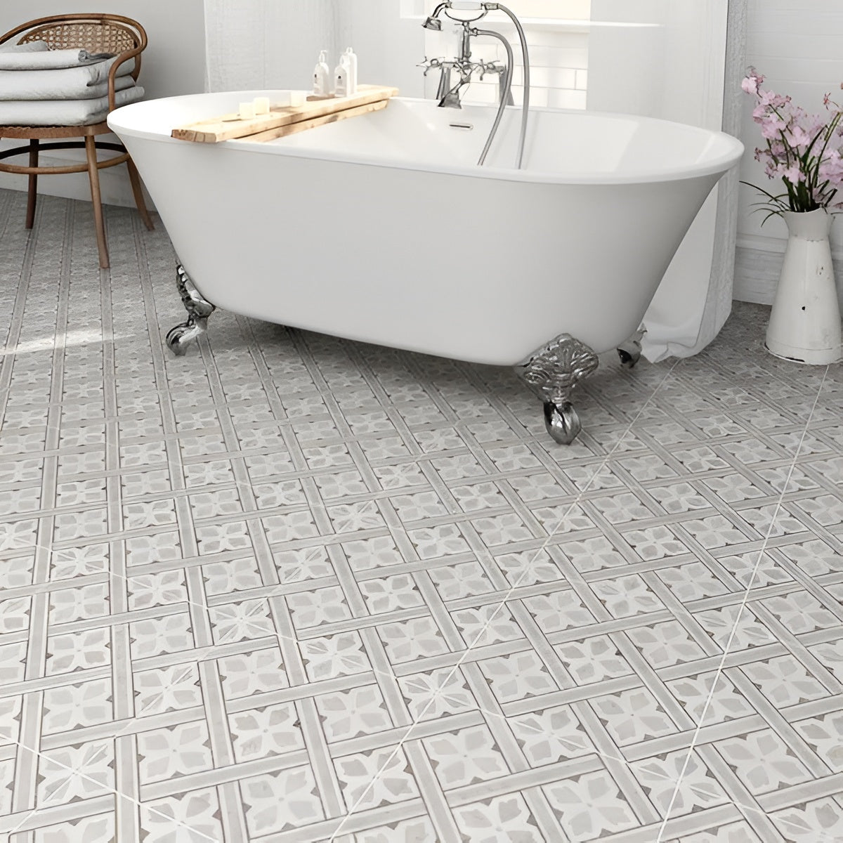 Laura Ashley Mr Jones Charcoal Porcelain Tile 33x33cm patrick