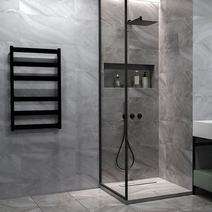 Charcoal Wave Dark Grey Gloss Marble Effect 600x300mm Ceramic Wall Tiles TilesDecor