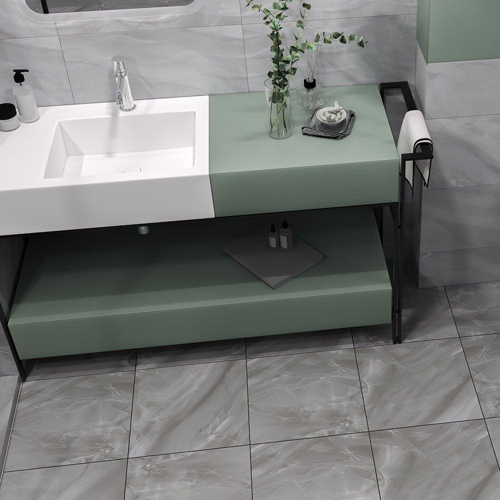 Charcoal Wave Dark Grey Gloss Marble Effect Porcelain 400x400mm Wall and Floor Tiles TilesDecor