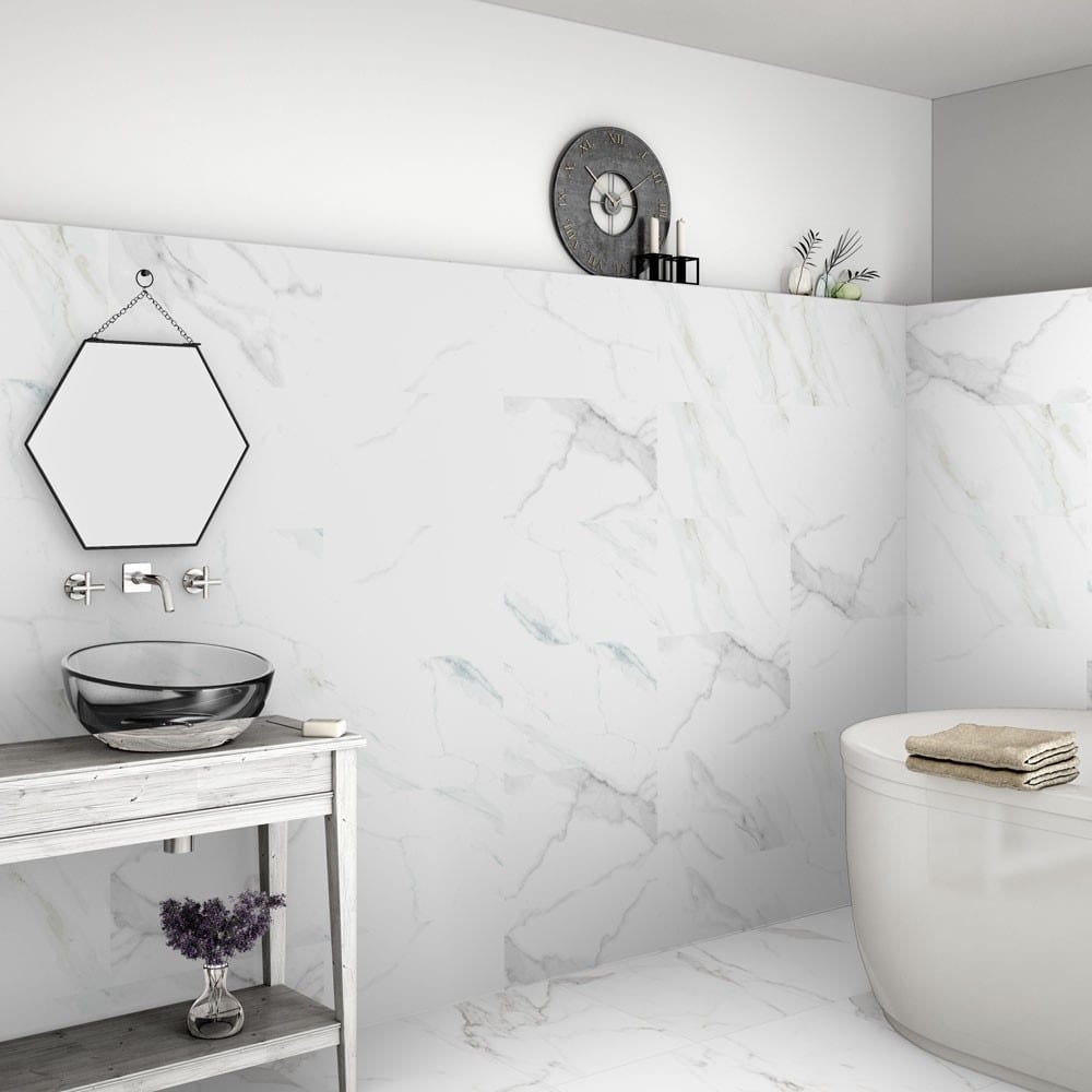 Copy of Statuario Marble Effect Gloss Tile 600x300mm WF Capella