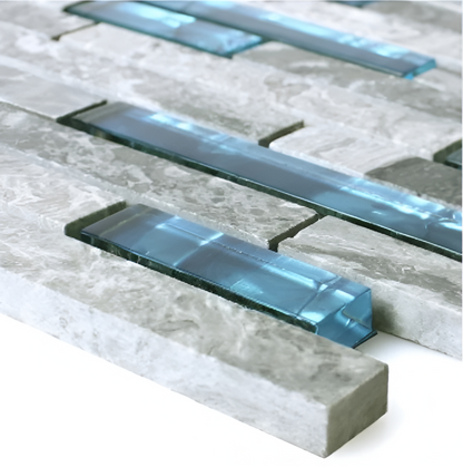 Atlantis Blue Brick Linear Mosaic Tile Mixed Wall Tile 300x300mm https://www.nctilesandbathrooms.com/atlantis-blue-linear-stick-mosaic/p/5061