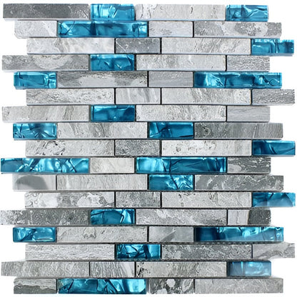 Atlantis Blue Brick Linear Mosaic Tile Mixed Wall Tile 300x300mm https://www.nctilesandbathrooms.com/atlantis-blue-linear-stick-mosaic/p/5061