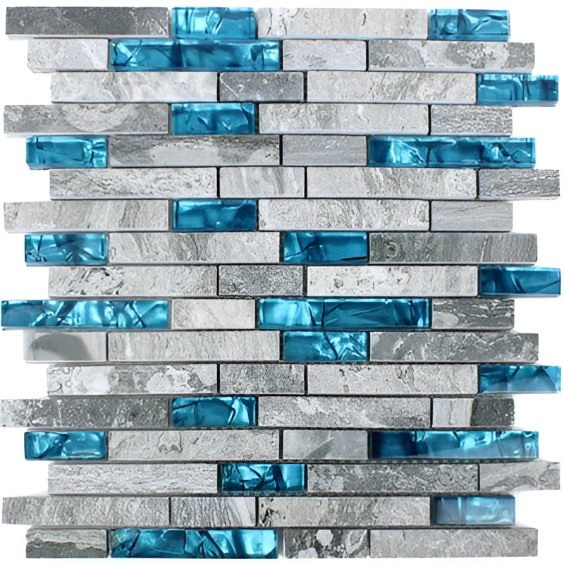 Atlantis Blue Brick Linear Mosaic Tile Mixed Wall Tile 300x300mm https://www.nctilesandbathrooms.com/atlantis-blue-linear-stick-mosaic/p/5061