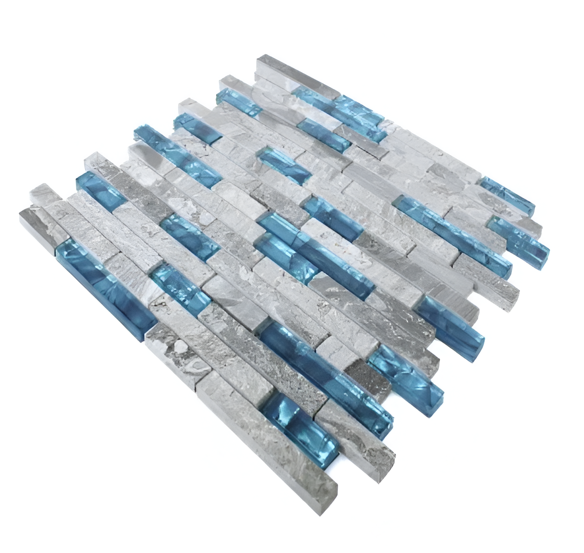 Atlantis Blue Brick Linear Mosaic Tile Mixed Wall Tile 300x300mm https://www.nctilesandbathrooms.com/atlantis-blue-linear-stick-mosaic/p/5061