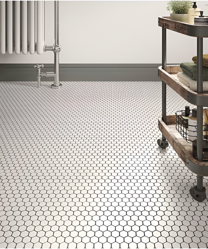 Shapes Hexagon Matt White Mosaic Tile lt 0280