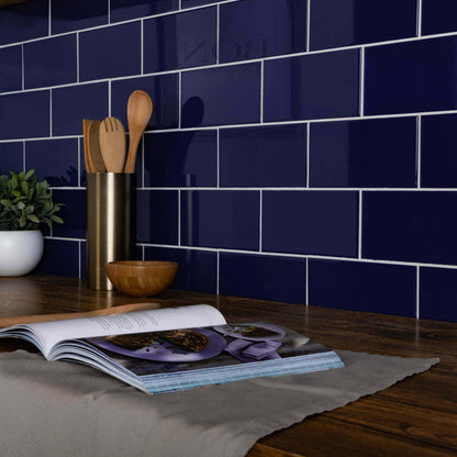 Dark Blue Gloss Metro Tile 10x20cm wf 44303