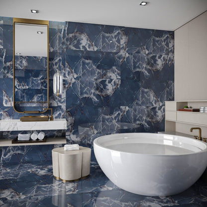 Modena Onyx Blue Gloss Porcelain Tile TilesDecor