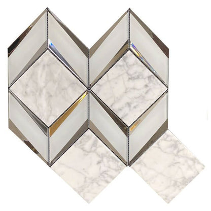 Chevron Diamonds Grey and Silver Marble Mosaic Tiles TilesDecor