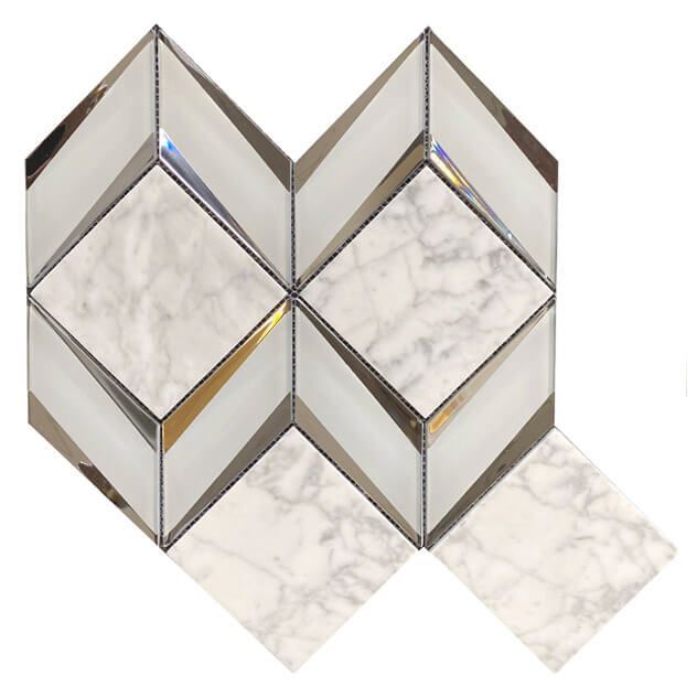 Chevron Diamonds Grey and Silver Marble Mosaic Tiles TilesDecor