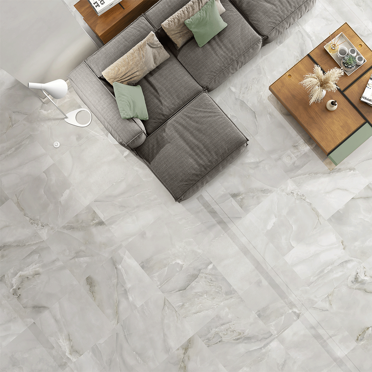Alixir Cloud Grey 600x600mm Porcelain Marble Effect Floor Tiles TilesDecor