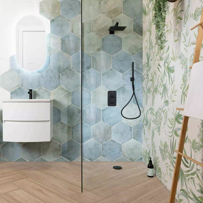 Tropical Ocean Washed Blue Hexagon 333x285mm Wall and Floor Porcelain Tile TilesDecor