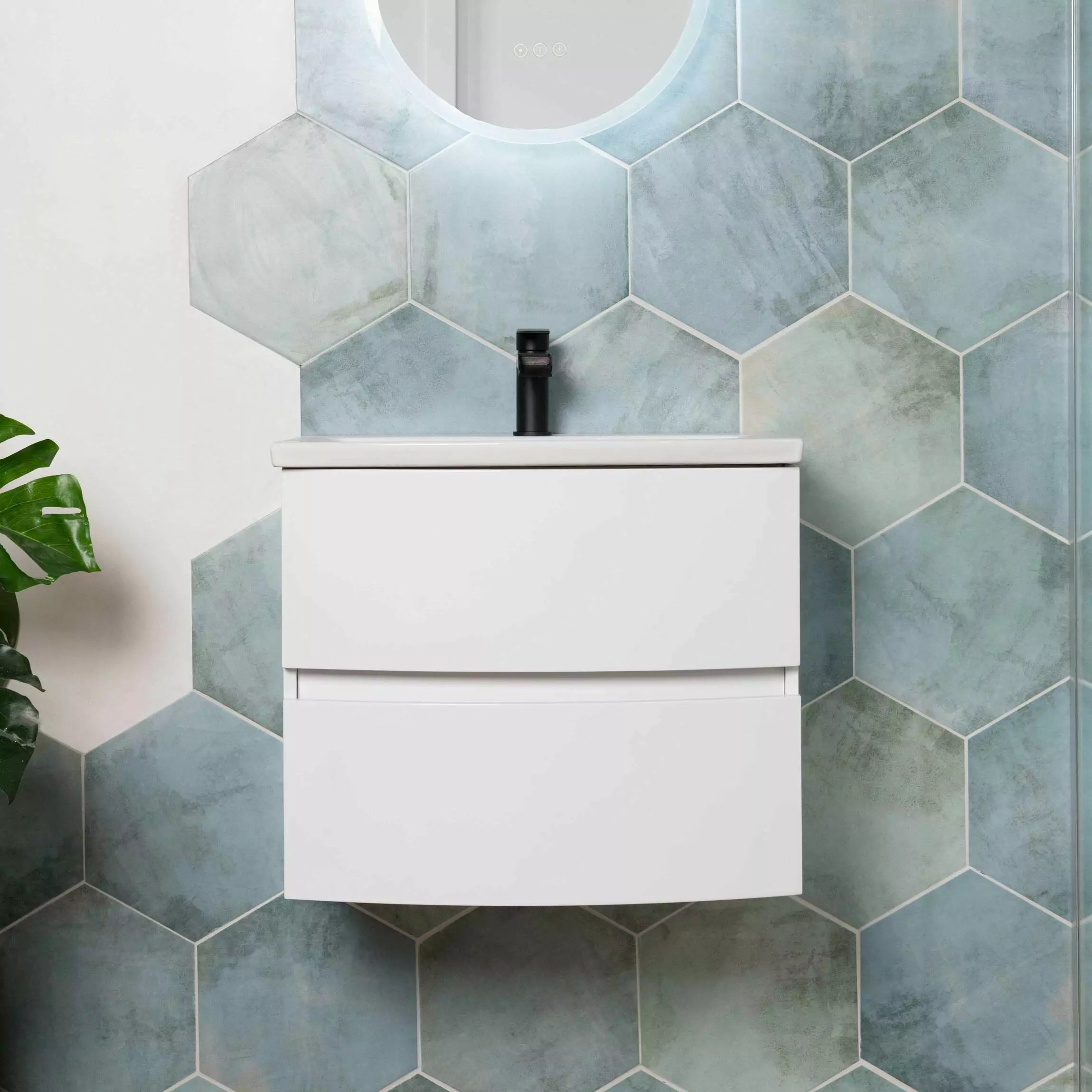 Tropical Ocean Washed Blue Hexagon 333x285mm Wall and Floor Porcelain Tile TilesDecor