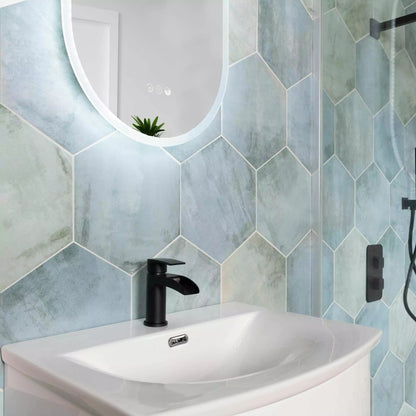 Tropical Ocean Washed Blue Hexagon 333x285mm Wall and Floor Porcelain Tile TilesDecor