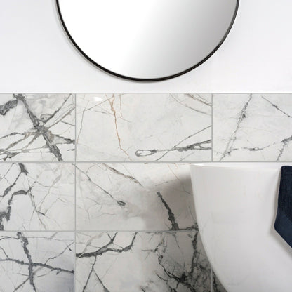Allure Calacatta Polished Marble Effect 60x30cm Tiles TilesDecor