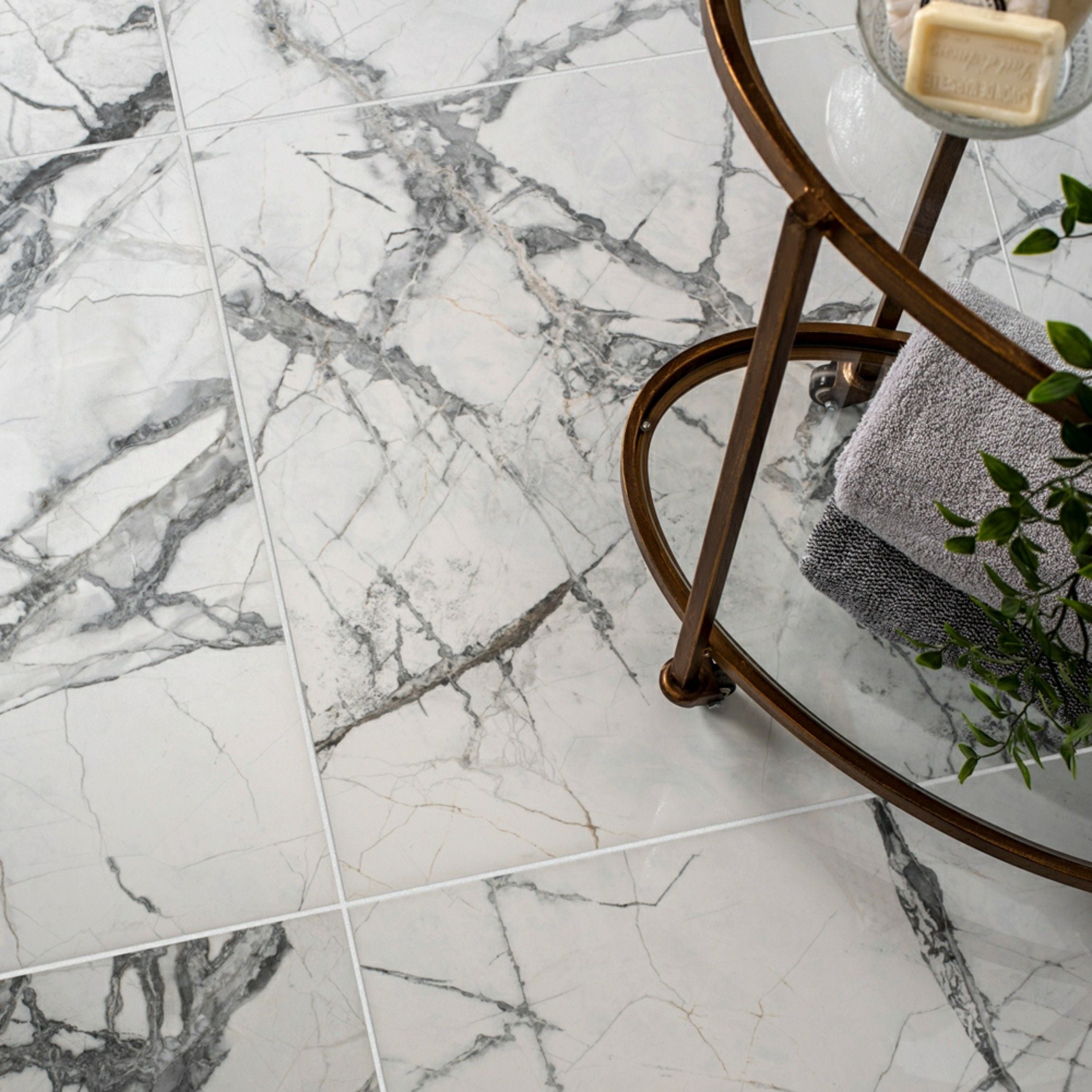 Allure Calacatta Polished Marble Effect 60x60cm Tiles TilesDecor