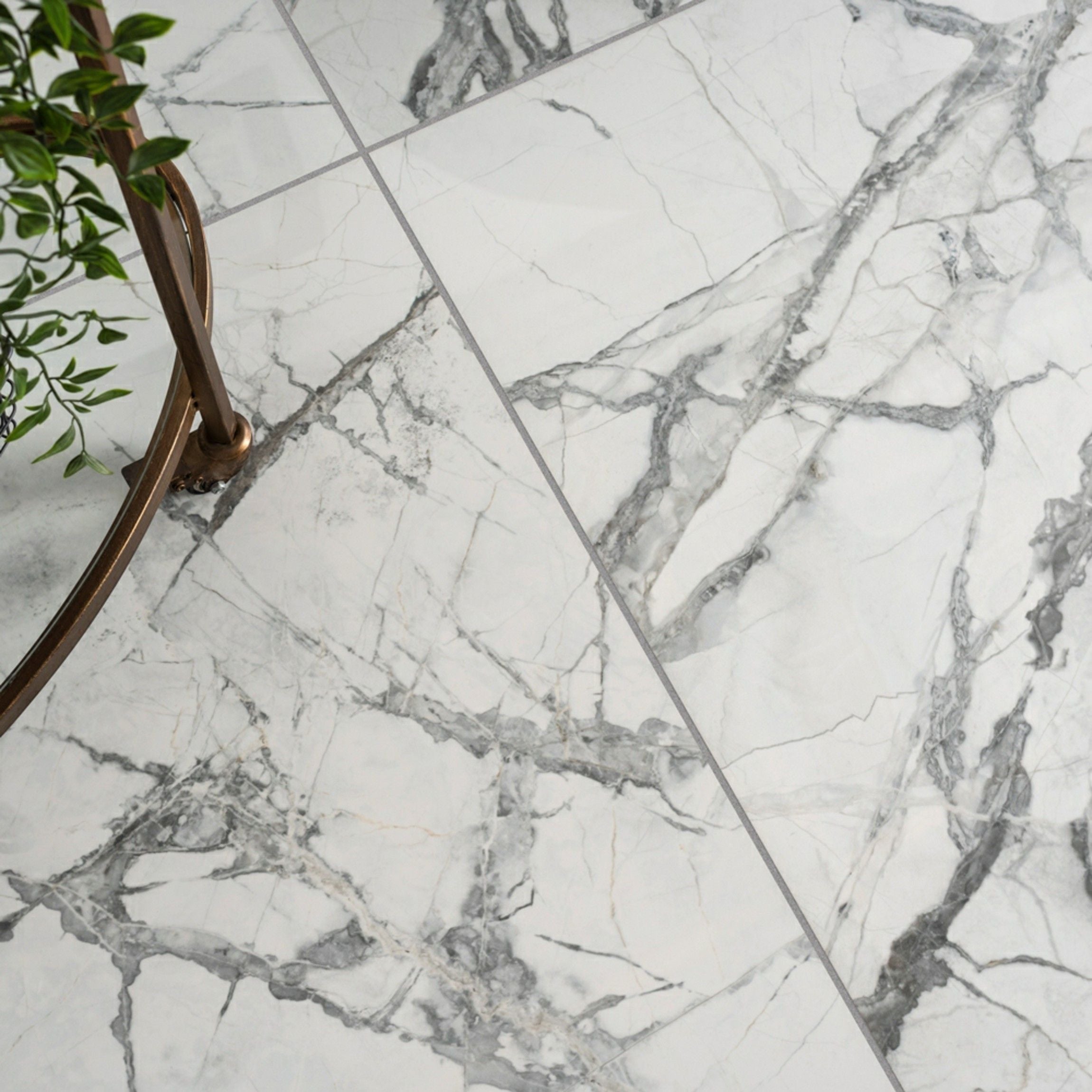 Allure Calacatta Polished Marble Effect 90x90cm Tiles TilesDecor