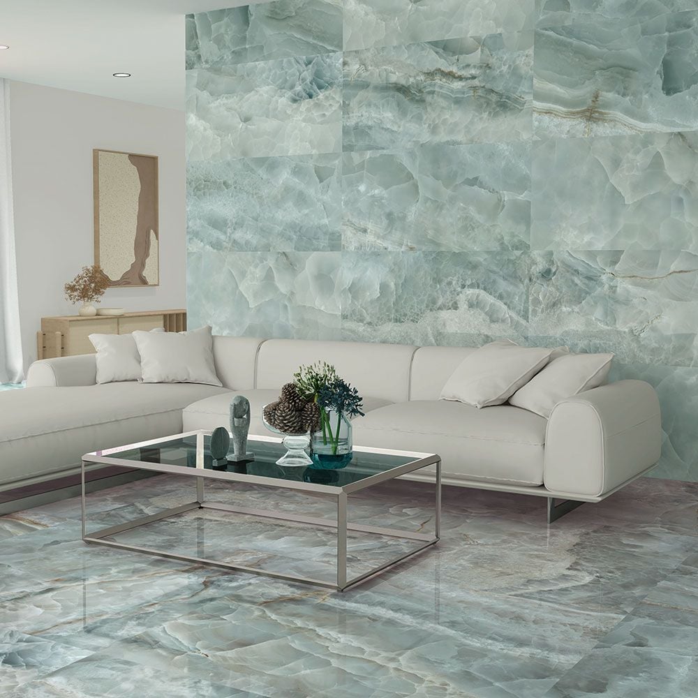 Alixir Ocean Green 1200x600mm Polished Porcelain Marble Effect Wall and Floor Tiles TilesDecor