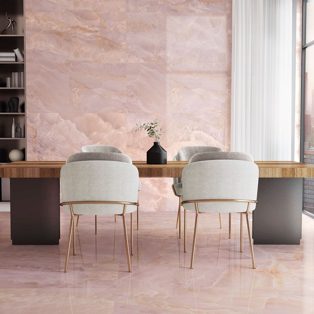 Alixir Blush Pink 1200x600mm Polished Porcelain Marble Effect Wall and Floor Tiles TilesDecor