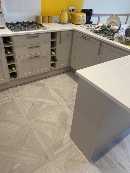 Chance Parquet Ash Grey Wood Effect 600x600mm Floor Tile TilesDecor