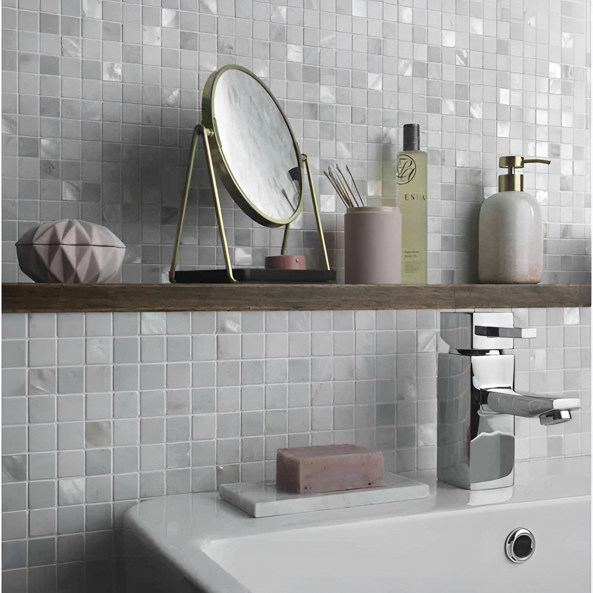 White Mother of Pearl Marble Mosaic Sheet Tile 30x30cm LTMOTHEROFPEARL22