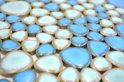 Aquamarine Pebble Blue Ceramic Mosaic Tile Mosafil TM33538, Axel XKM 79, haju