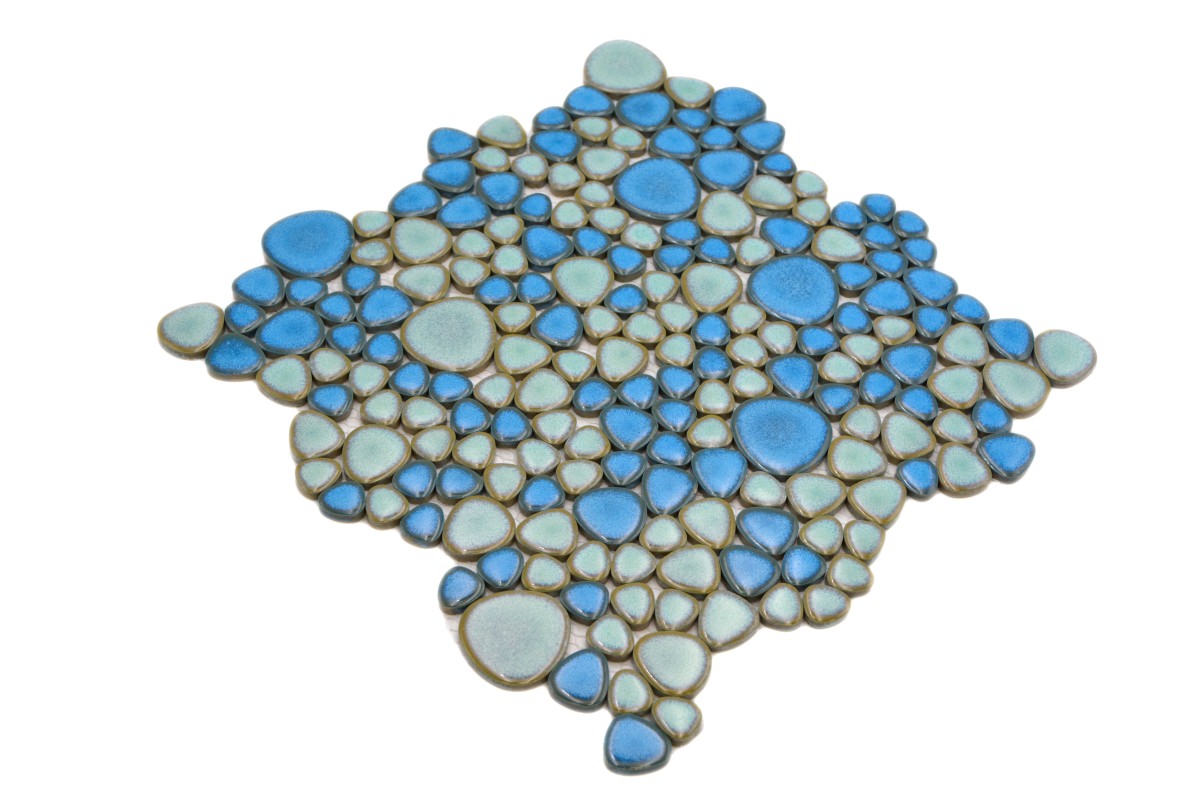 Aquamarine Pebble Blue Ceramic Mosaic Tile Mosafil TM33538, Axel XKM 79, haju