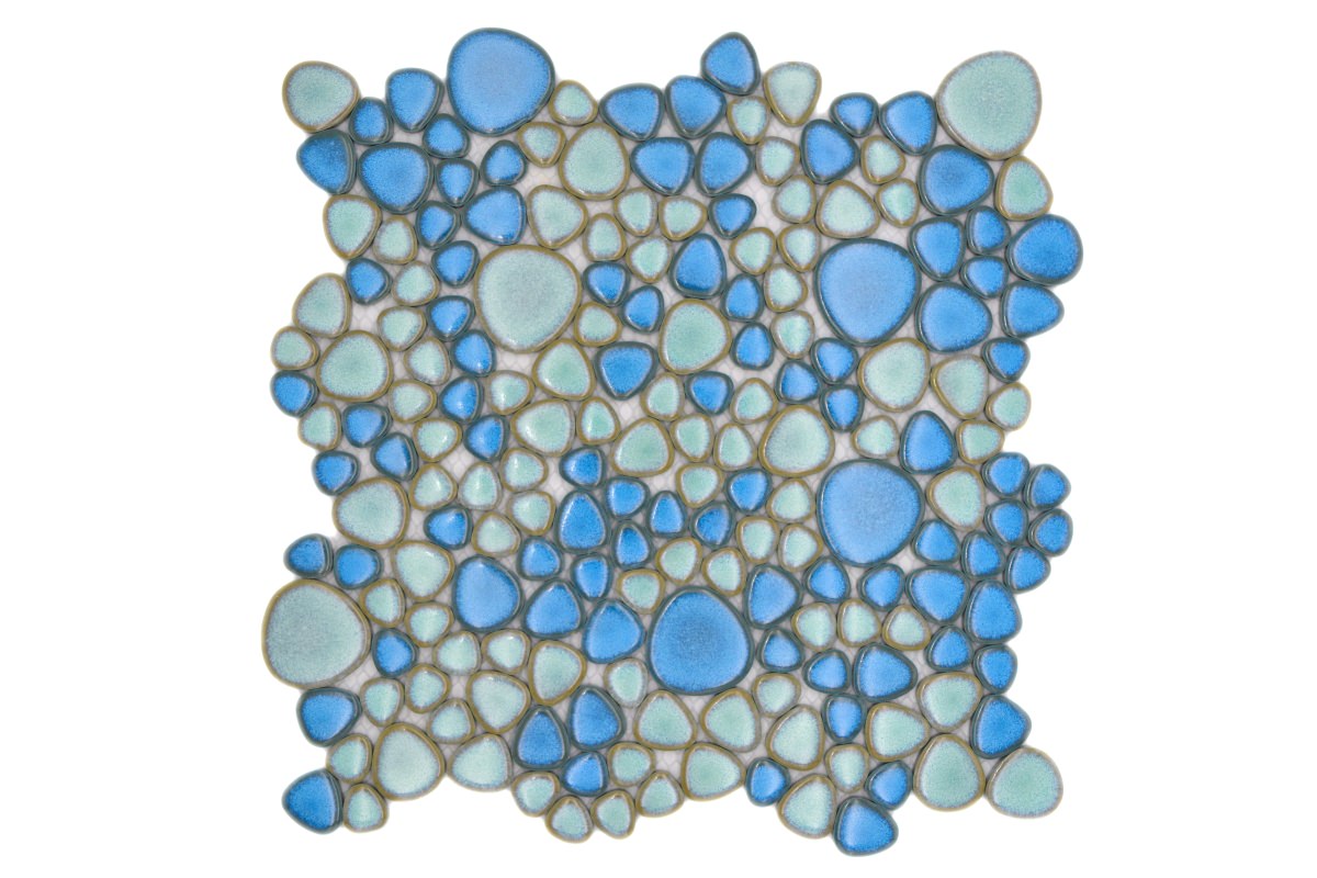 Aquamarine Pebble Blue Ceramic Mosaic Tile Mosafil TM33538, Axel XKM 79, haju