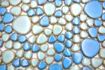 Aquamarine Pebble Blue Ceramic Mosaic Tile Mosafil TM33538, Axel XKM 79, haju