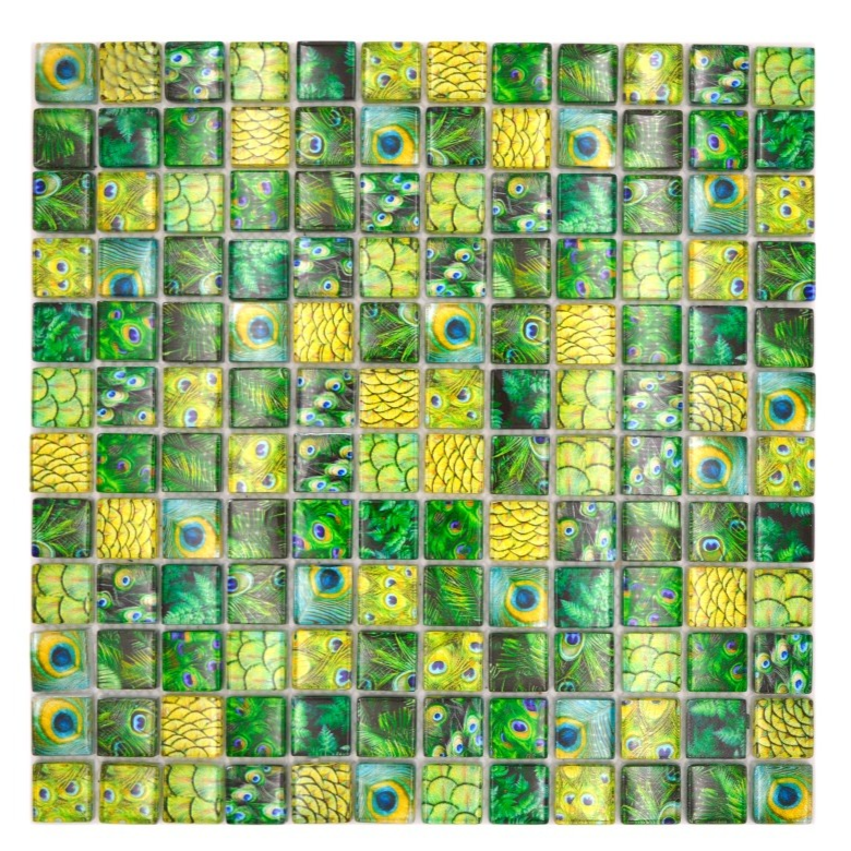 Emerald Feather Green Glass Mosaic Mosafil TM35251