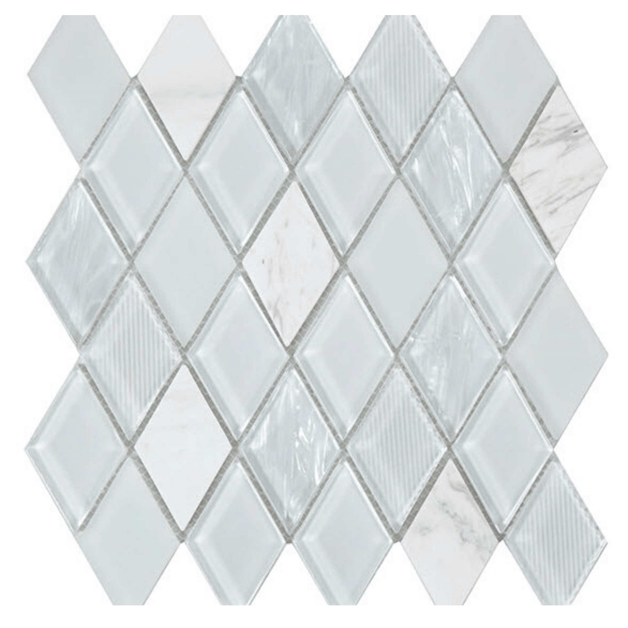 Diamond White Glass Mosaic Tile (28.6 x 31cm) https://lovemosaic.co.uk/product/diamond-white-mosaic-tile/