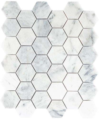 Carrara White Honed Hexagon Marble Mosaic Ionic same name