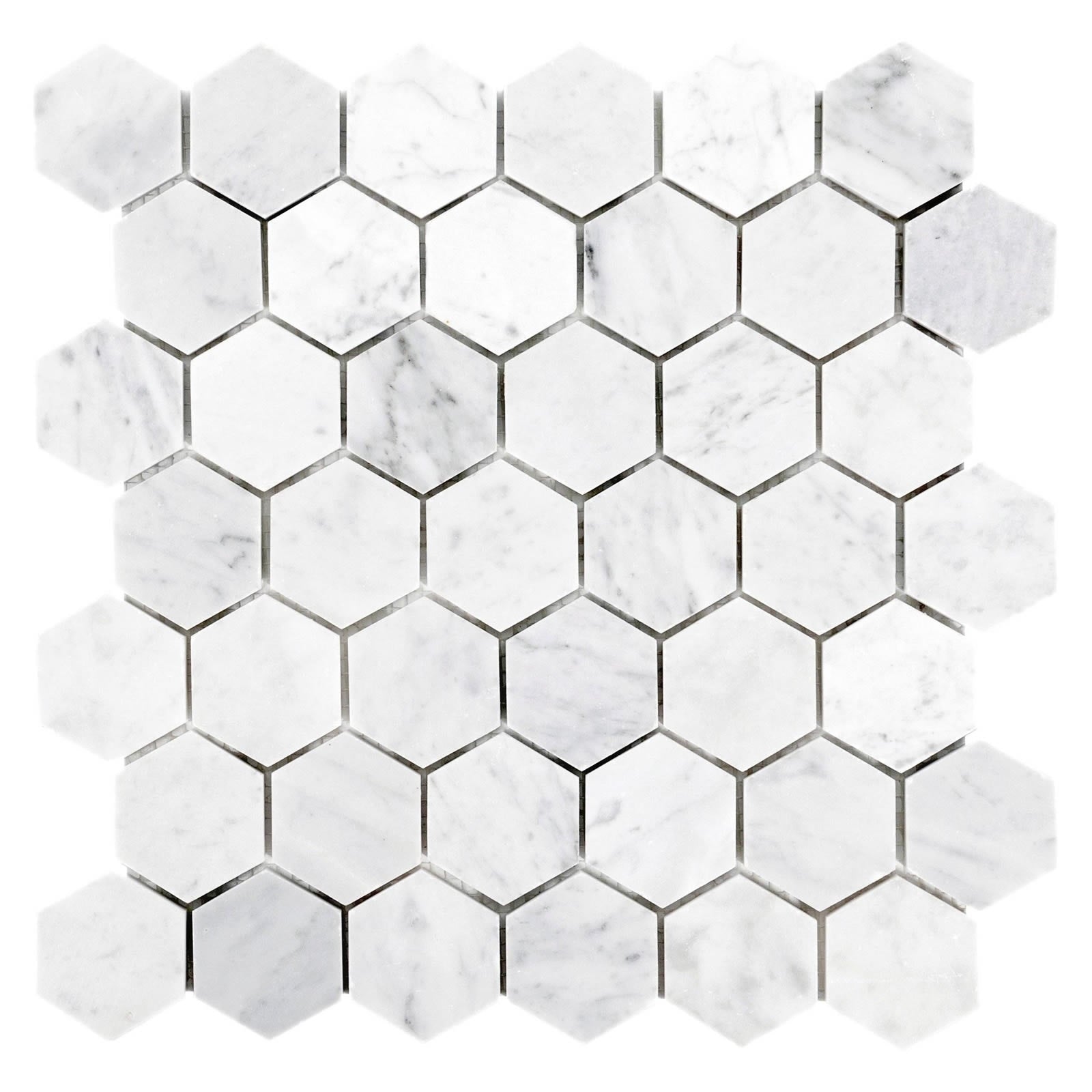 Carrara White Polished Hexagon Marble Mosaic Ionic same name