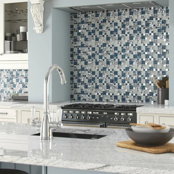 Fabric Blue Floral Glass Mosaic Axel XCM Niko60