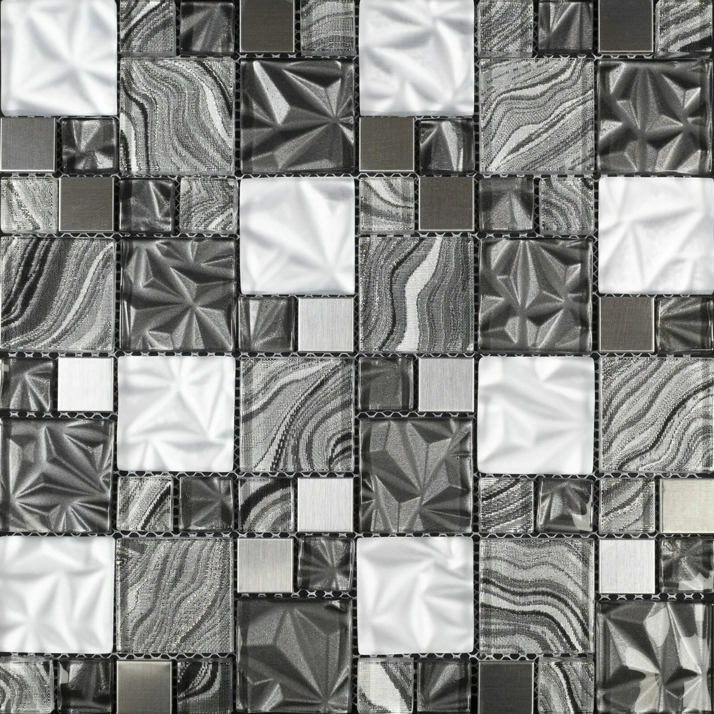 Fabric Grey Swirl Glass Mosaic Axel XCM Niko50